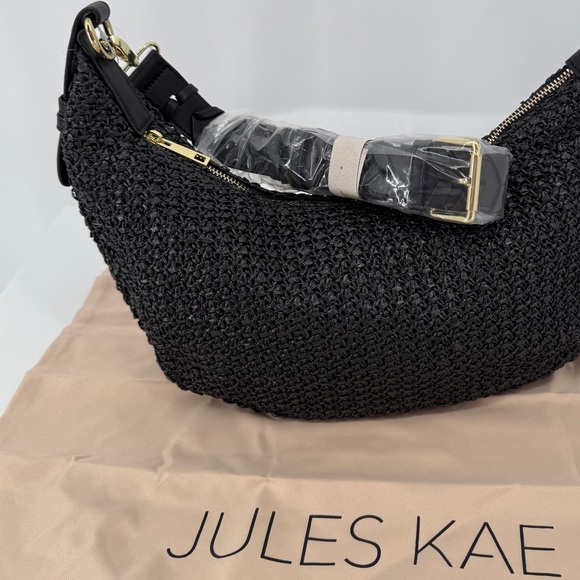JULES KAE - Woven Hobo Bag with Braided Strap - Picture 2 of 7